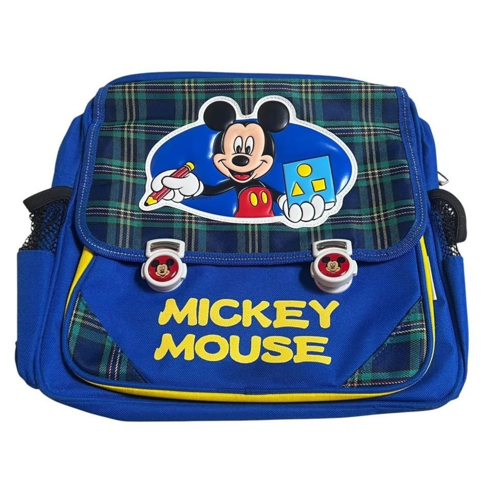 Disney Mickey Mouse Laptop Backpack Blue Green‎ Plaid Adjustable Straps